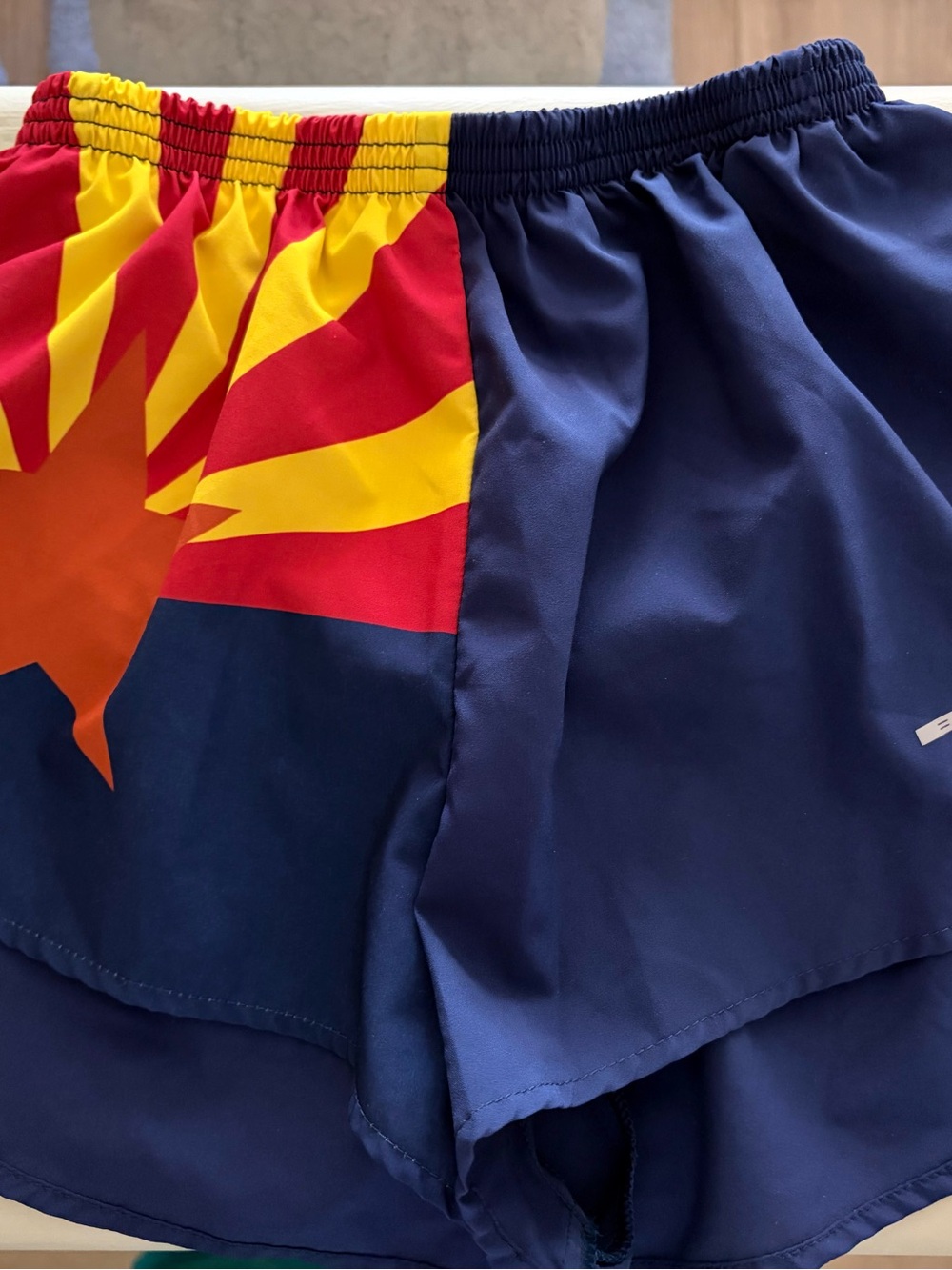 Women’s Navy Athletic Shorts with Red & Yellow Star Graphic
